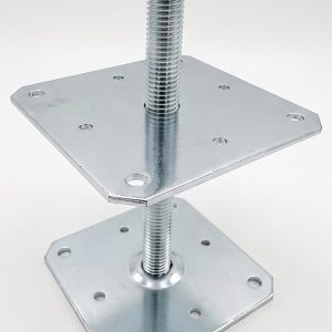 Wspornik słupa regulowany 160x160 M24 x H 250 Ocynk srebrny